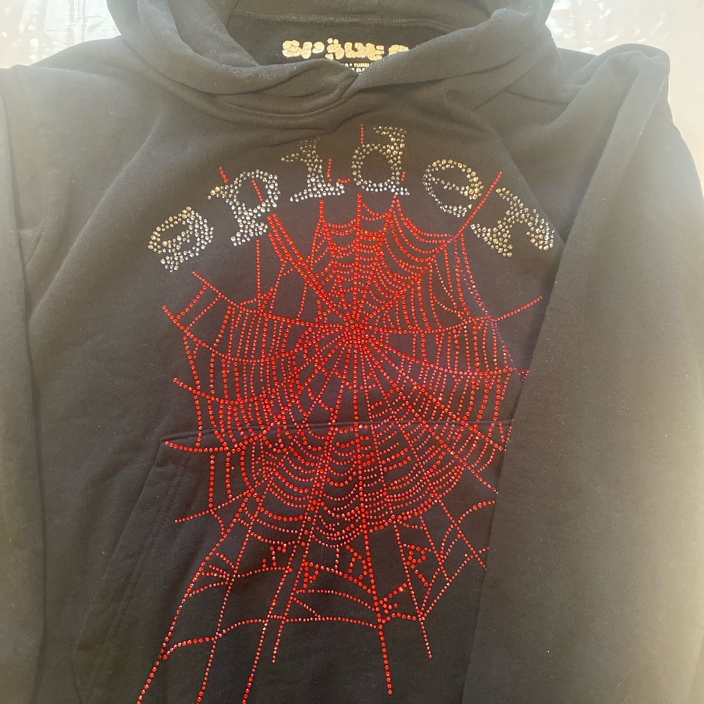 Spider Black Sweater with Red Web Design